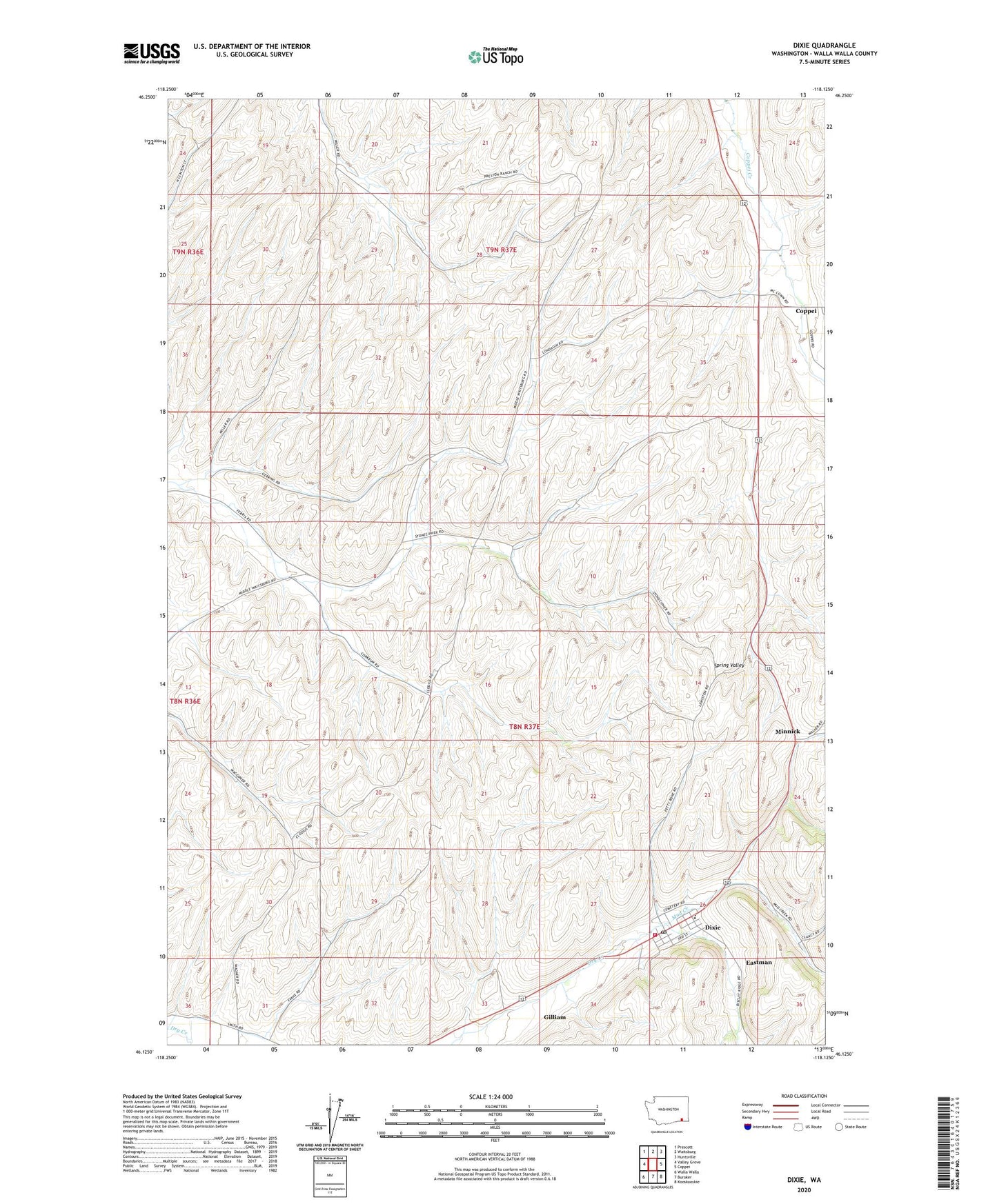 Dixie Washington US Topo Map Image
