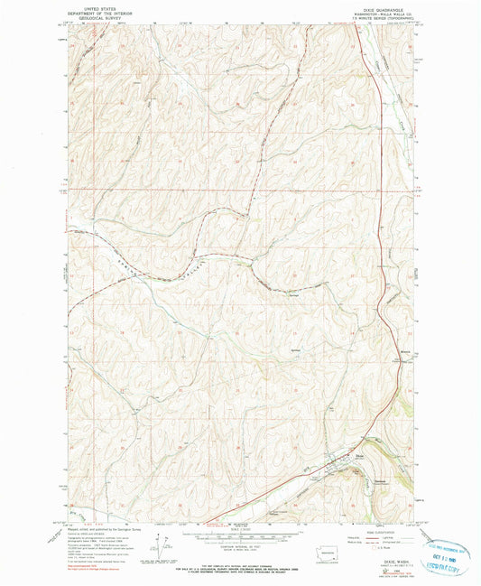 Classic USGS Dixie Washington 7.5'x7.5' Topo Map Image