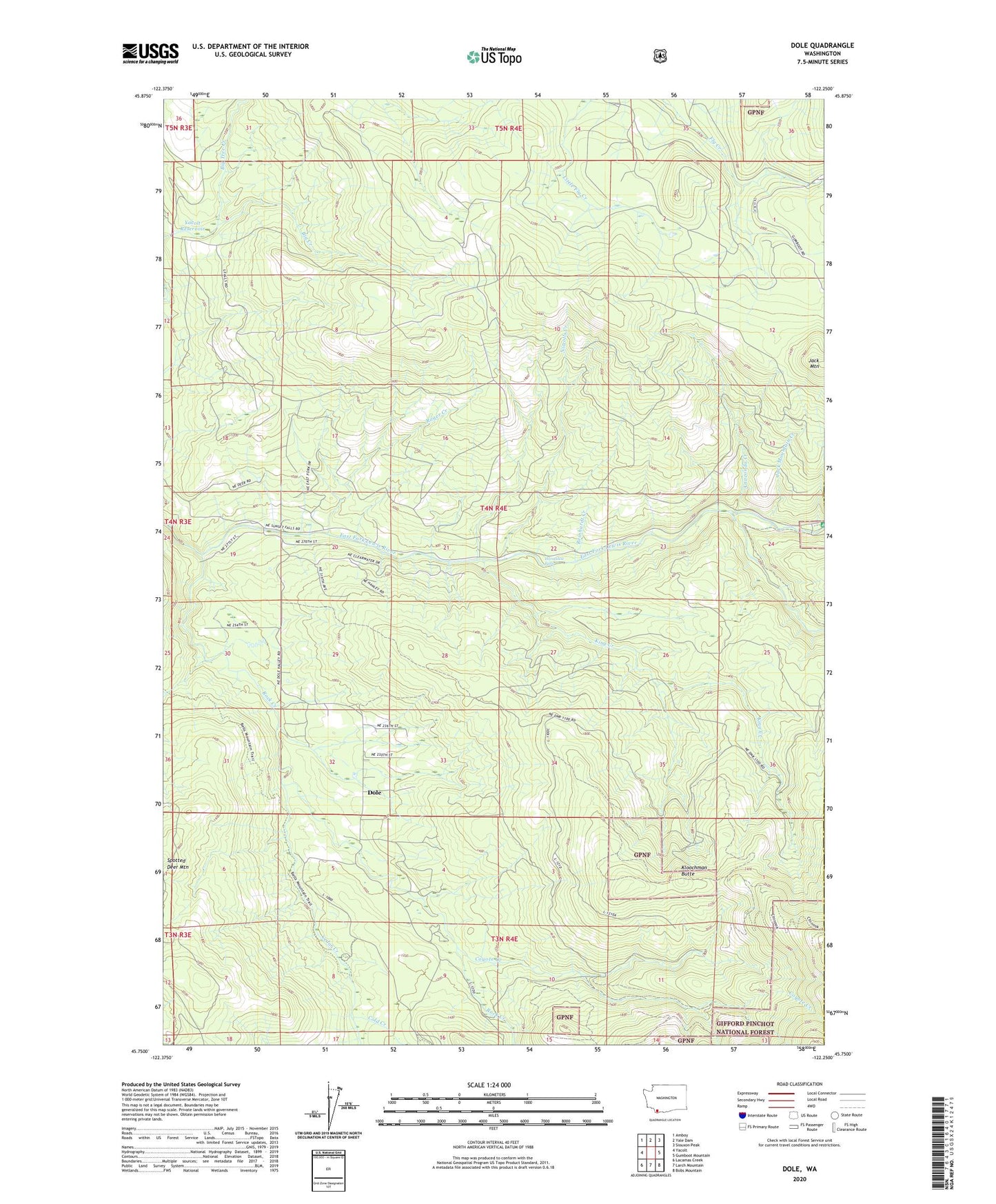 Dole Washington US Topo Map Image