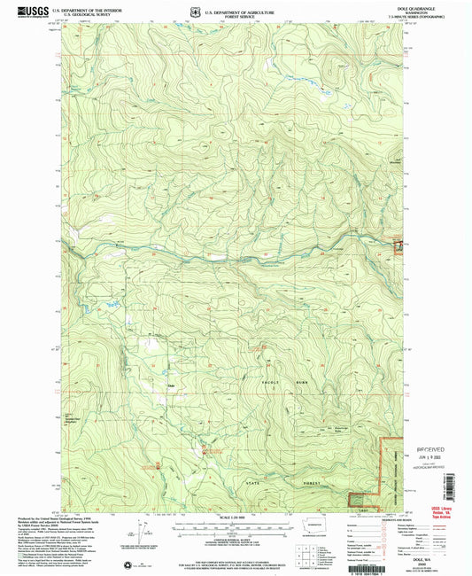 Classic USGS Dole Washington 7.5'x7.5' Topo Map Image