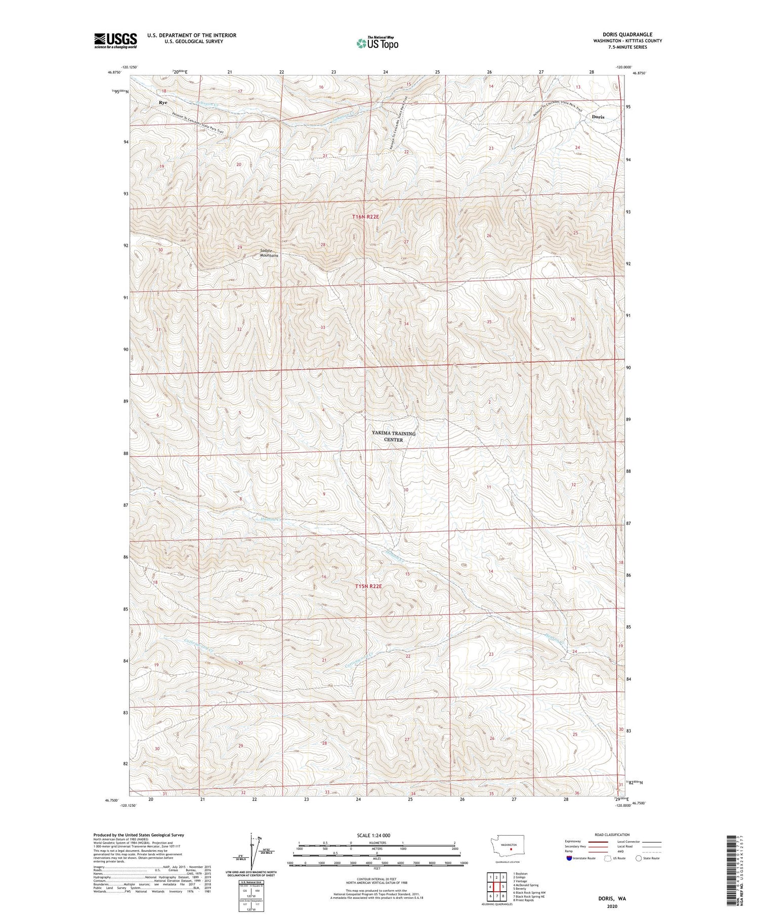 Doris Washington US Topo Map Image