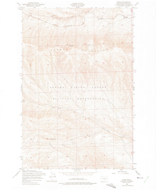 Classic USGS Doris Washington 7.5'x7.5' Topo Map Image