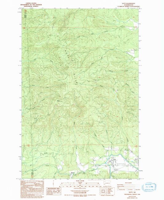 Classic USGS Doty Washington 7.5'x7.5' Topo Map Image