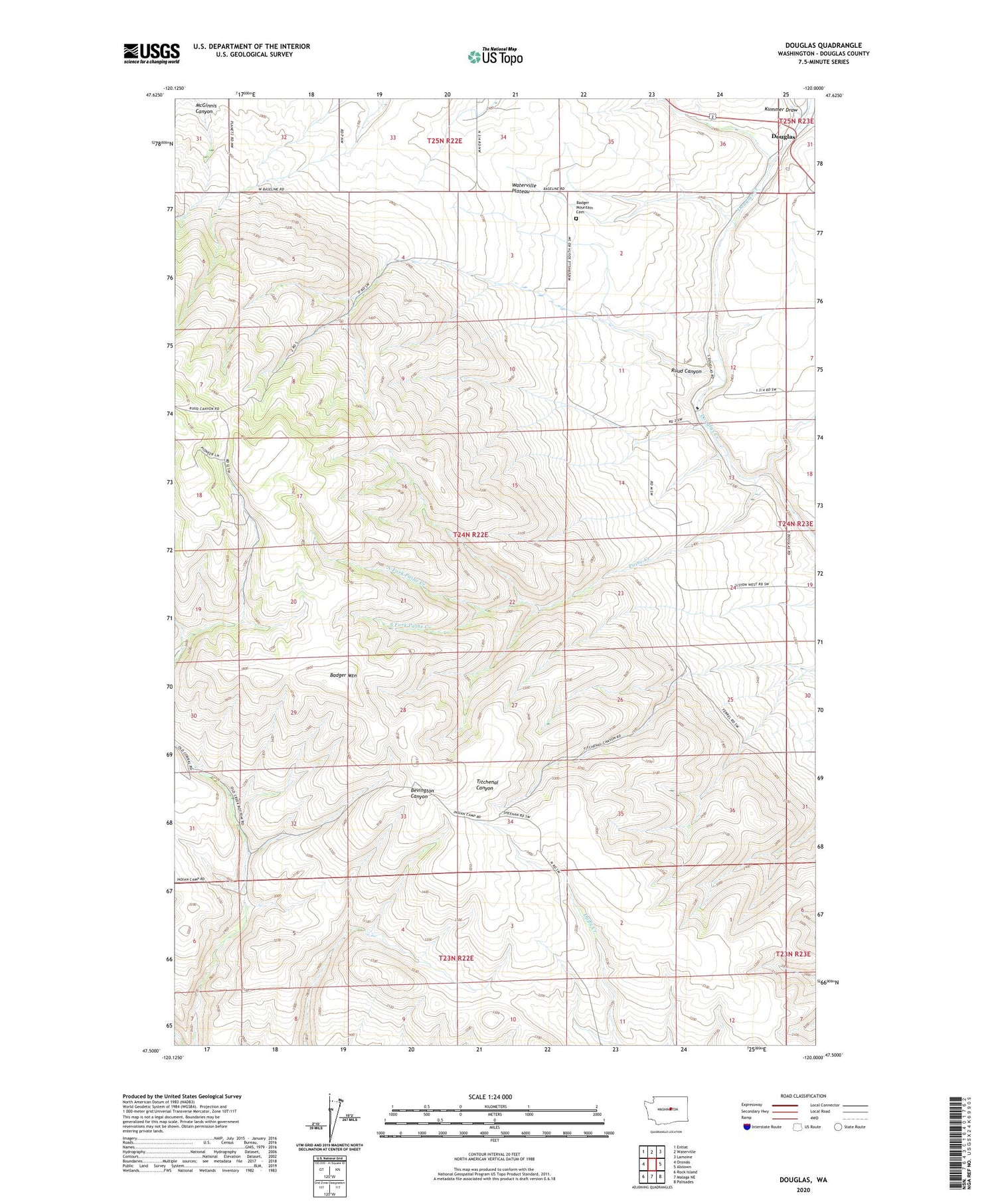 Douglas Washington US Topo Map Image