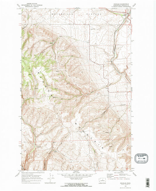 Classic USGS Douglas Washington 7.5'x7.5' Topo Map Image