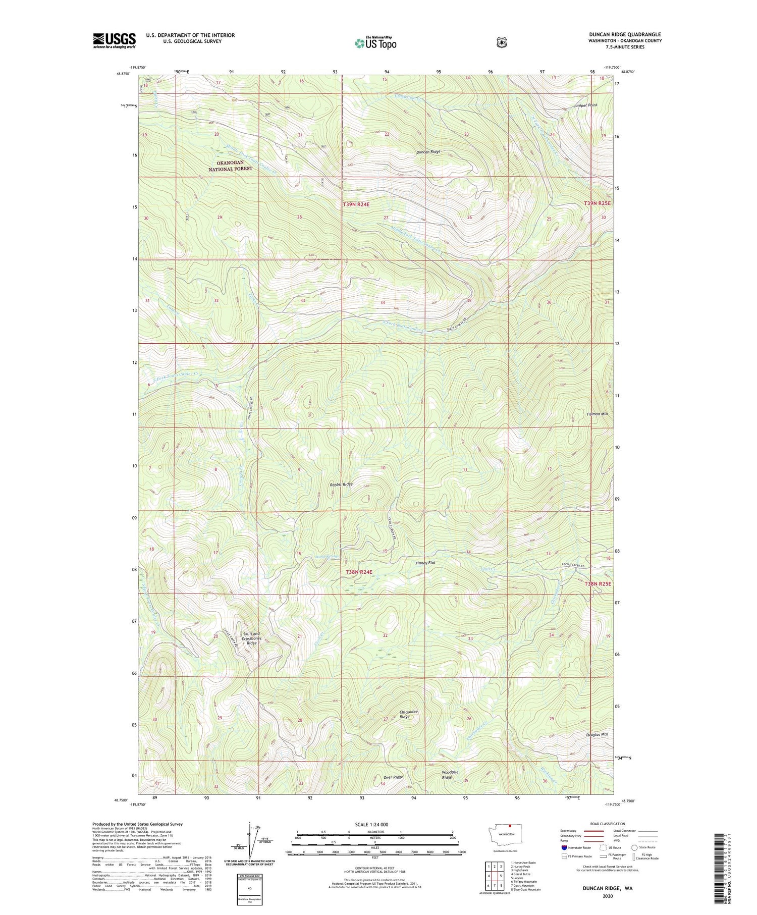 Duncan Ridge Washington US Topo Map Image