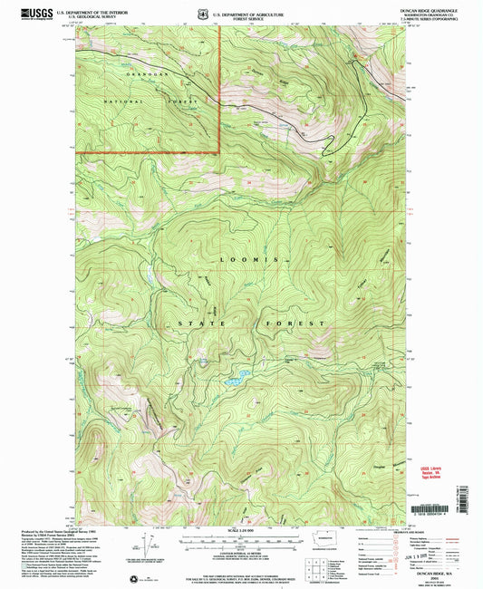 Classic USGS Duncan Ridge Washington 7.5'x7.5' Topo Map Image