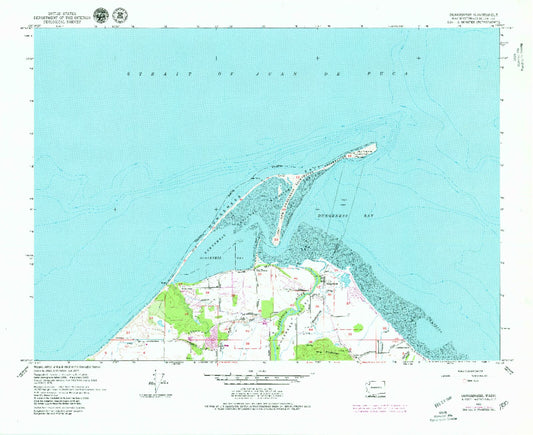 Classic USGS Dungeness Washington 7.5'x7.5' Topo Map Image
