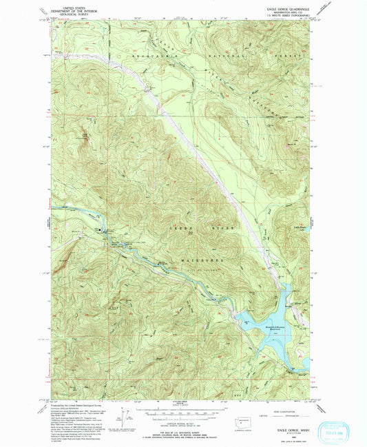 Classic USGS Eagle Gorge Washington 7.5'x7.5' Topo Map Image