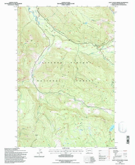 Classic USGS East Canyon Ridge Washington 7.5'x7.5' Topo Map Image