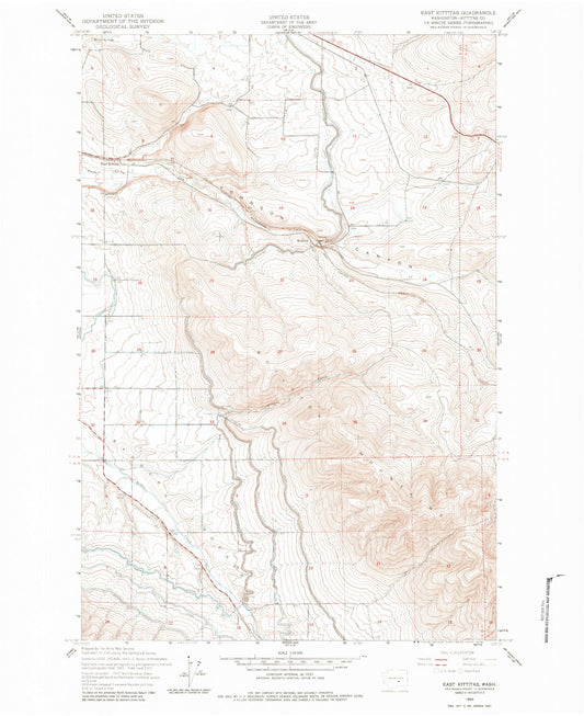 Classic USGS East Kittitas Washington 7.5'x7.5' Topo Map Image