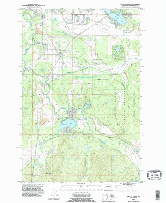 Classic USGS East Olympia Washington 7.5'x7.5' Topo Map Image