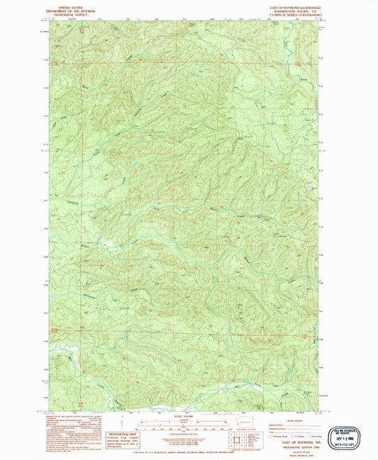 Classic USGS East of Raymond Washington 7.5'x7.5' Topo Map Image