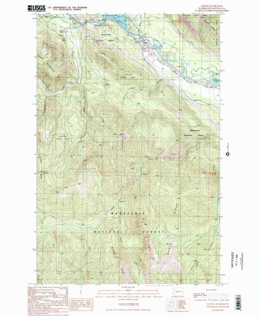 Classic USGS Easton Washington 7.5'x7.5' Topo Map Image