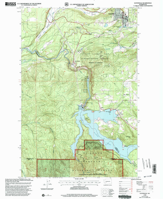 Classic USGS Eatonville Washington 7.5'x7.5' Topo Map Image