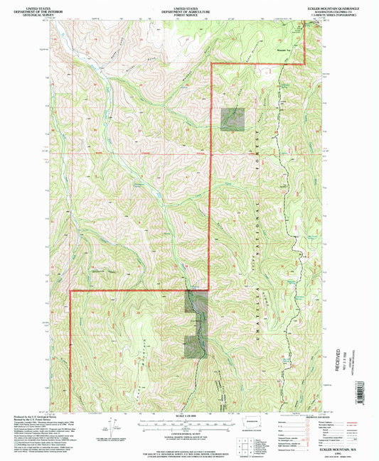 Classic USGS Eckler Mountain Washington 7.5'x7.5' Topo Map Image
