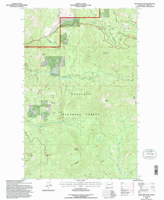 Classic USGS Edds Mountain Washington 7.5'x7.5' Topo Map Image