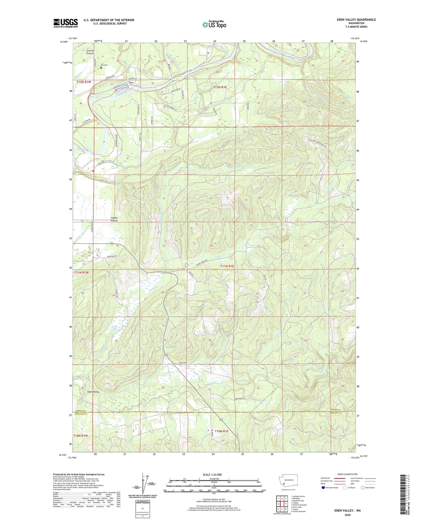 Eden Valley Washington US Topo Map Image