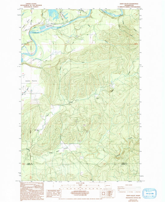 Classic USGS Eden Valley Washington 7.5'x7.5' Topo Map Image