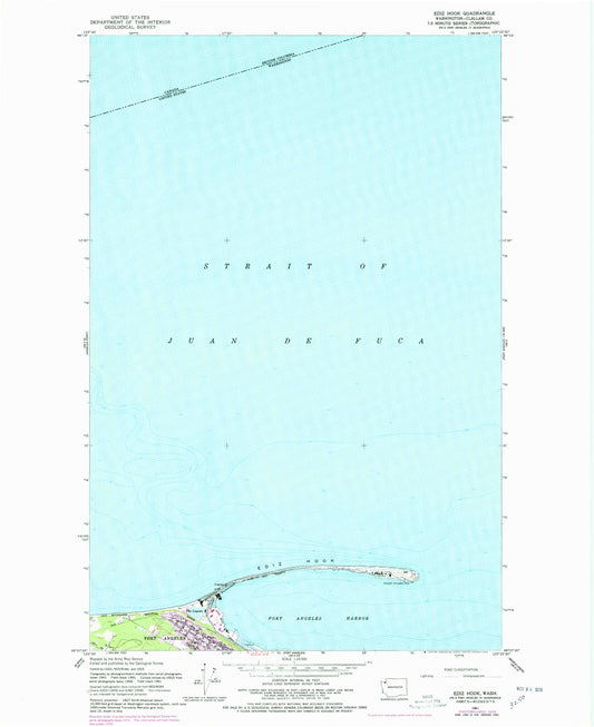 Classic USGS Ediz Hook Washington 7.5'x7.5' Topo Map Image