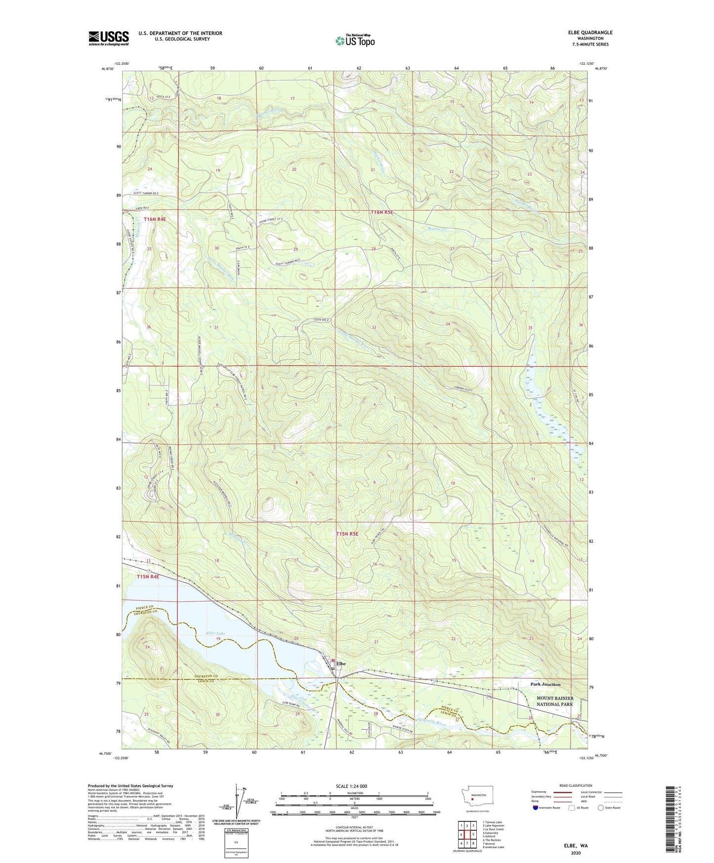 Elbe Washington US Topo Map Image