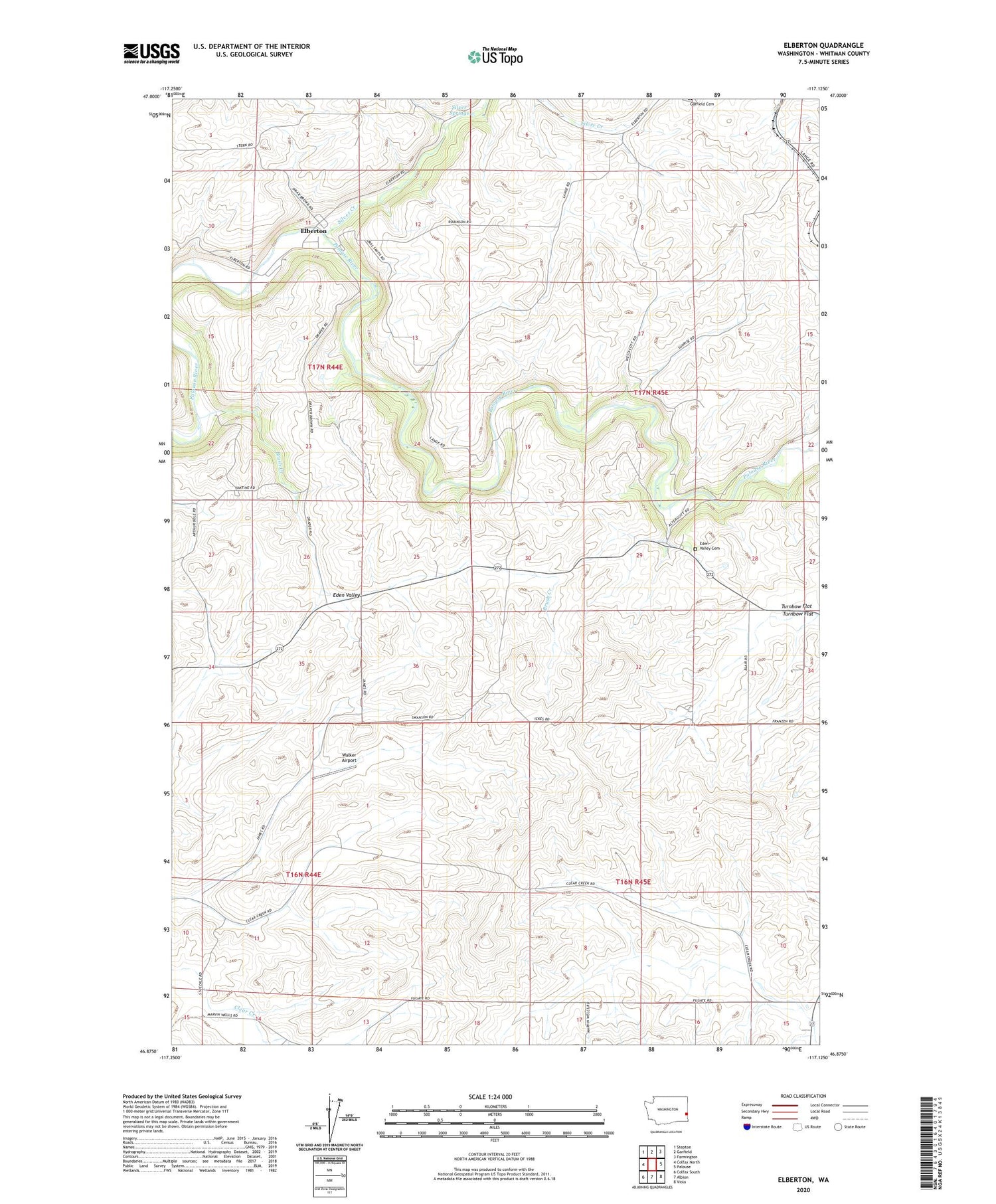 Elberton Washington US Topo Map Image