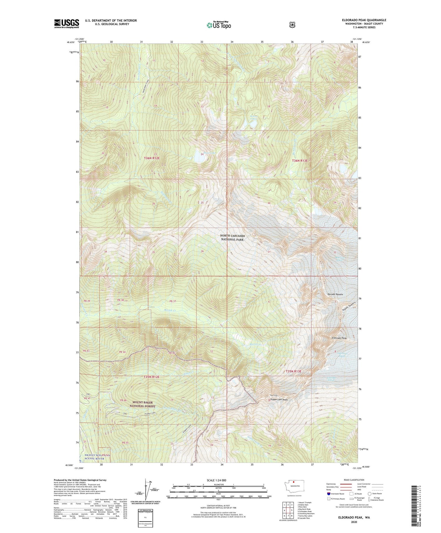 Eldorado Peak Washington US Topo Map Image