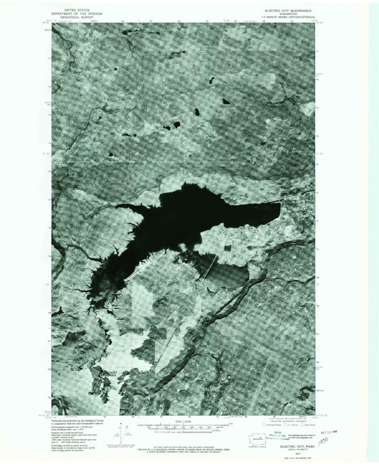 Classic USGS Electric City Washington 7.5'x7.5' Topo Map Image