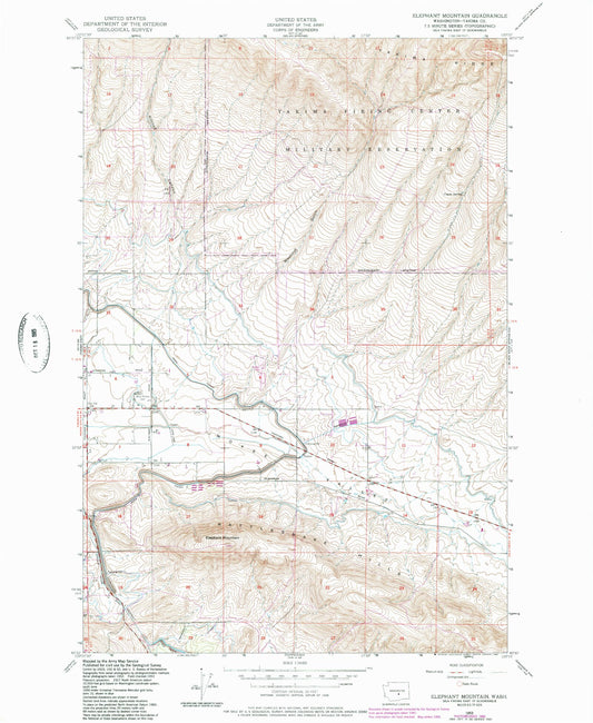 Classic USGS Elephant Mountain Washington 7.5'x7.5' Topo Map Image
