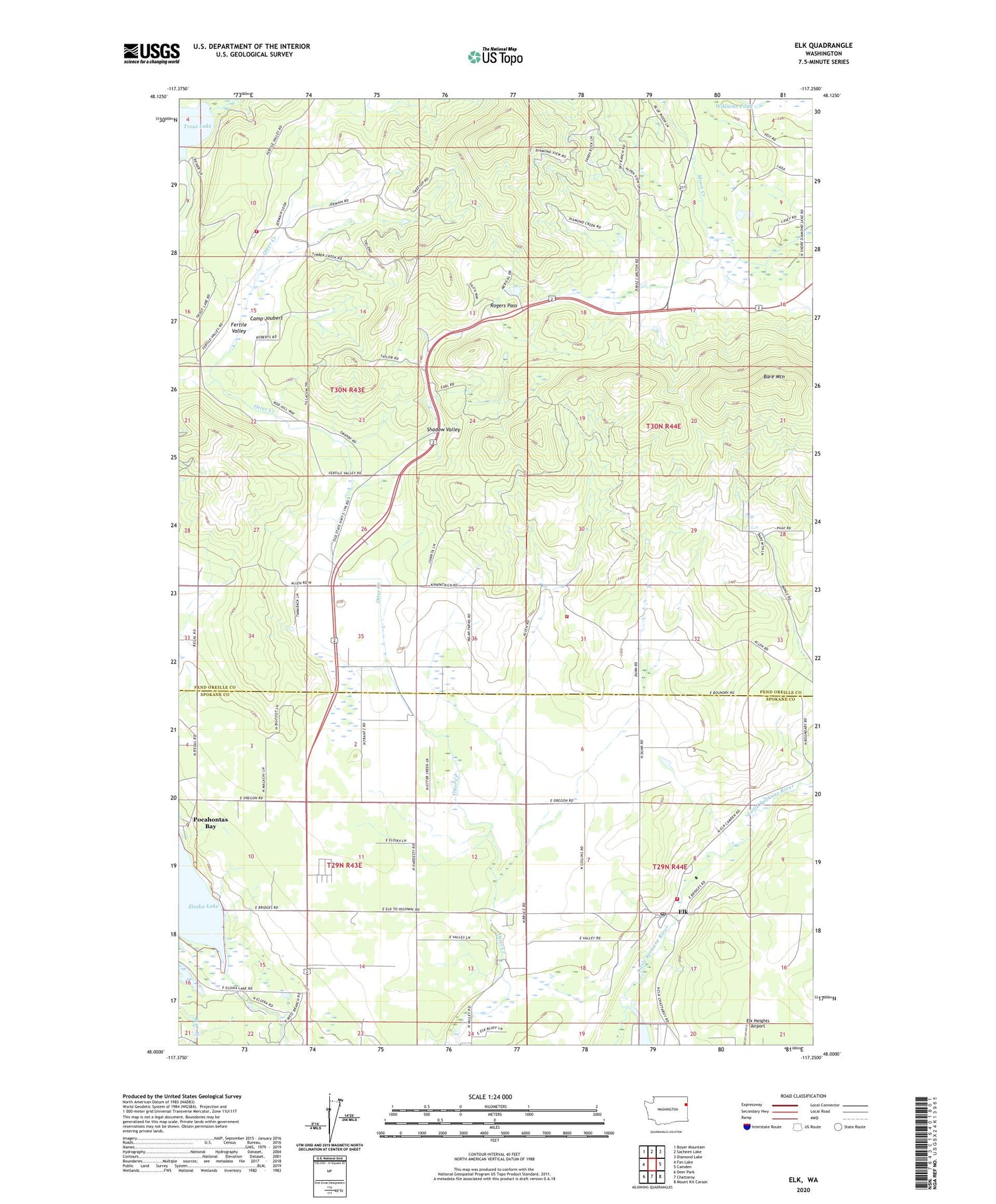 Elk Washington US Topo Map Image