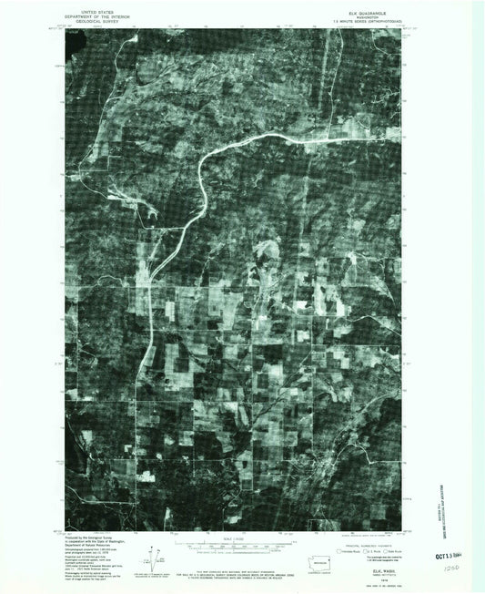 Classic USGS Elk Washington 7.5'x7.5' Topo Map Image
