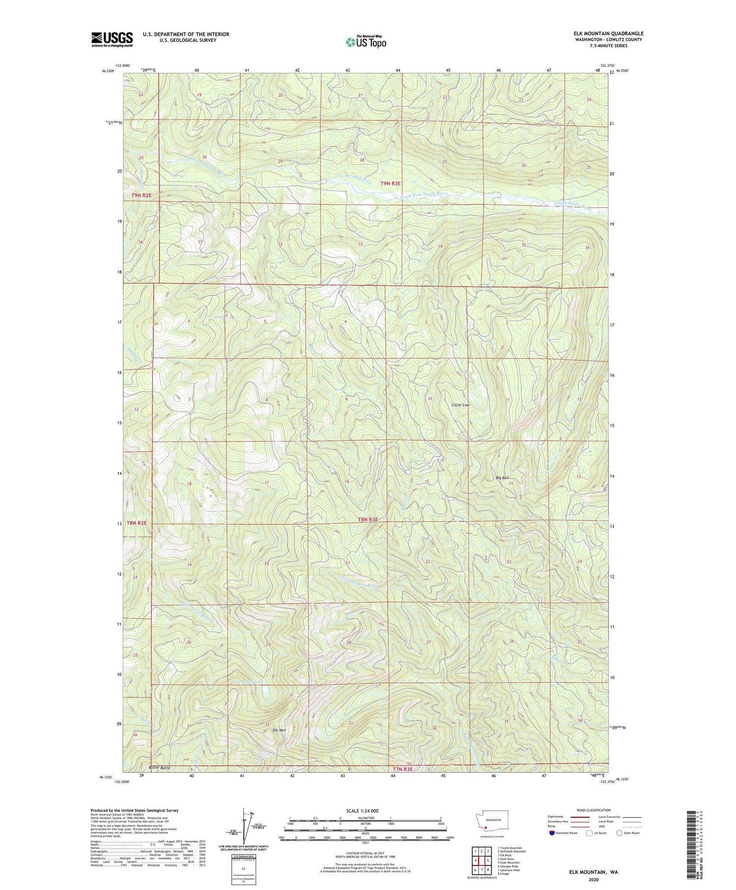Elk Mountain Washington US Topo Map Image
