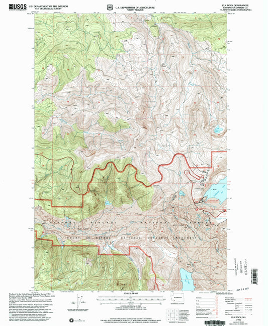 Classic USGS Elk Rock Washington 7.5'x7.5' Topo Map Image