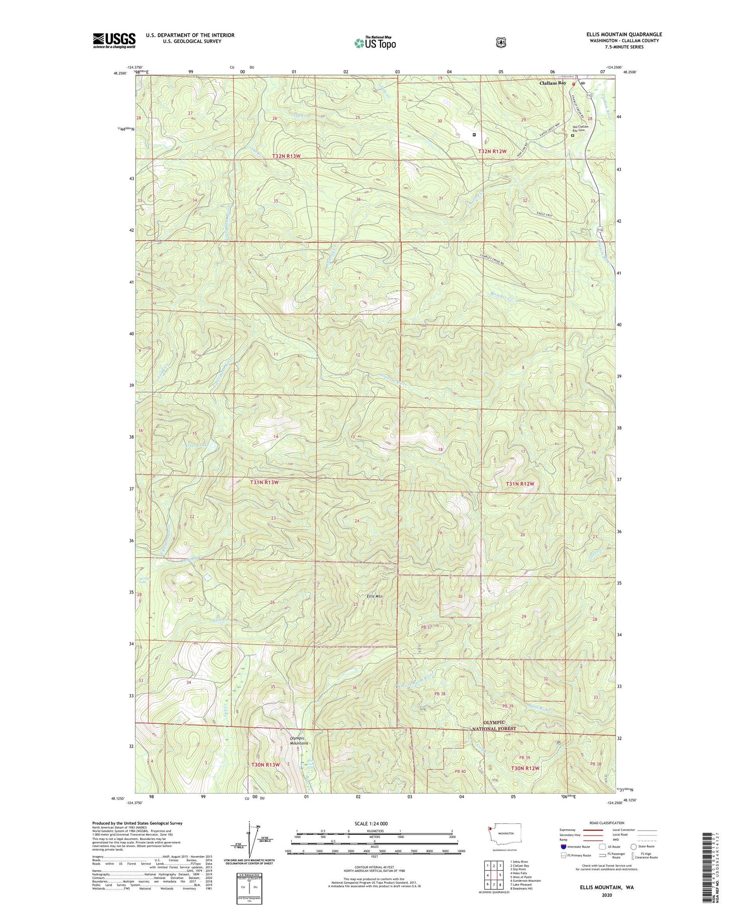 Ellis Mountain Washington US Topo Map Image