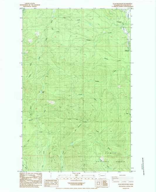 Classic USGS Ellis Mountain Washington 7.5'x7.5' Topo Map Image