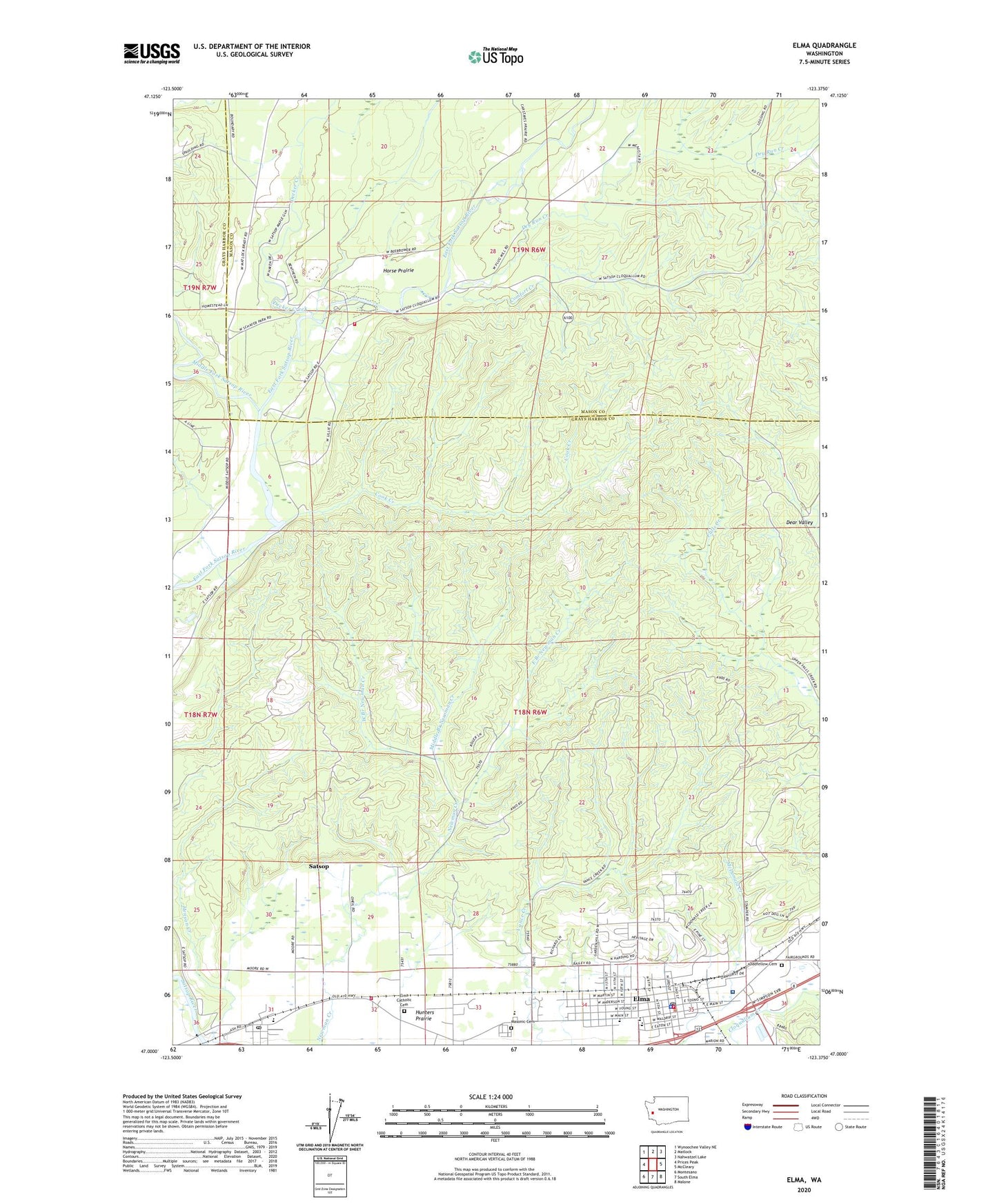 Elma Washington US Topo Map Image