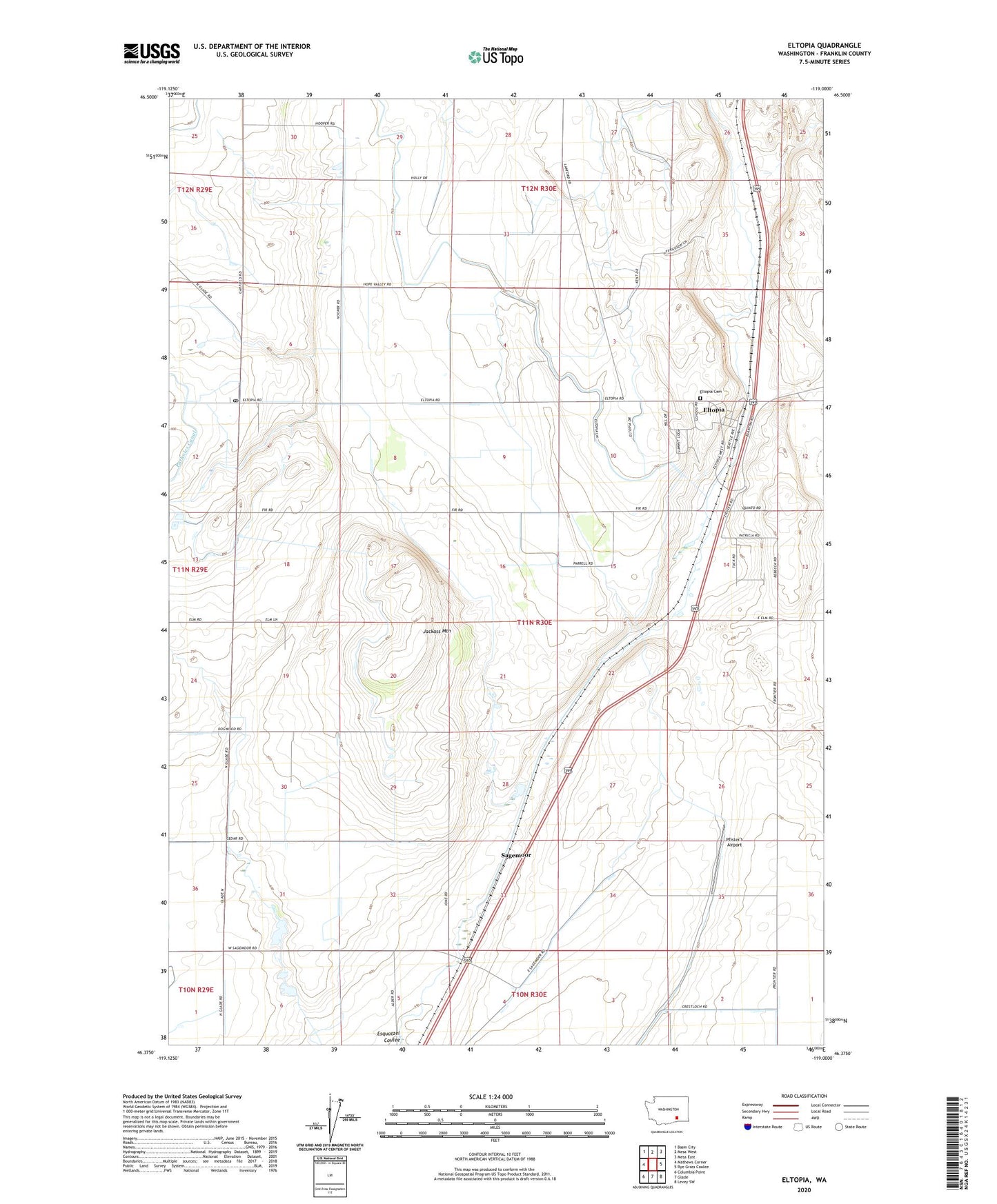 Eltopia Washington US Topo Map Image