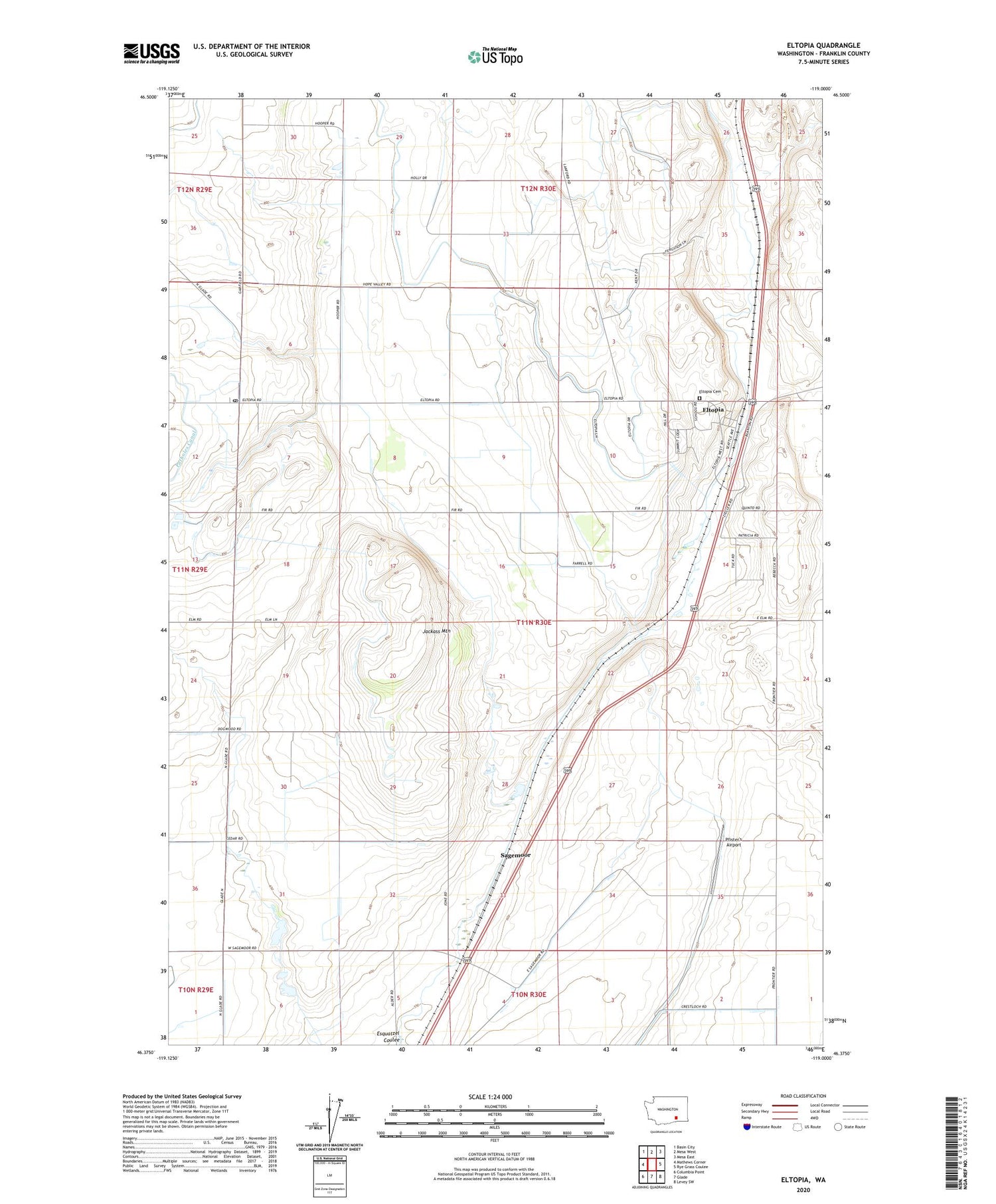 Eltopia Washington US Topo Map Image