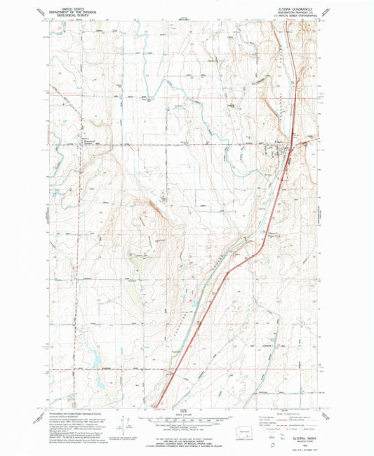 Classic USGS Eltopia Washington 7.5'x7.5' Topo Map Image
