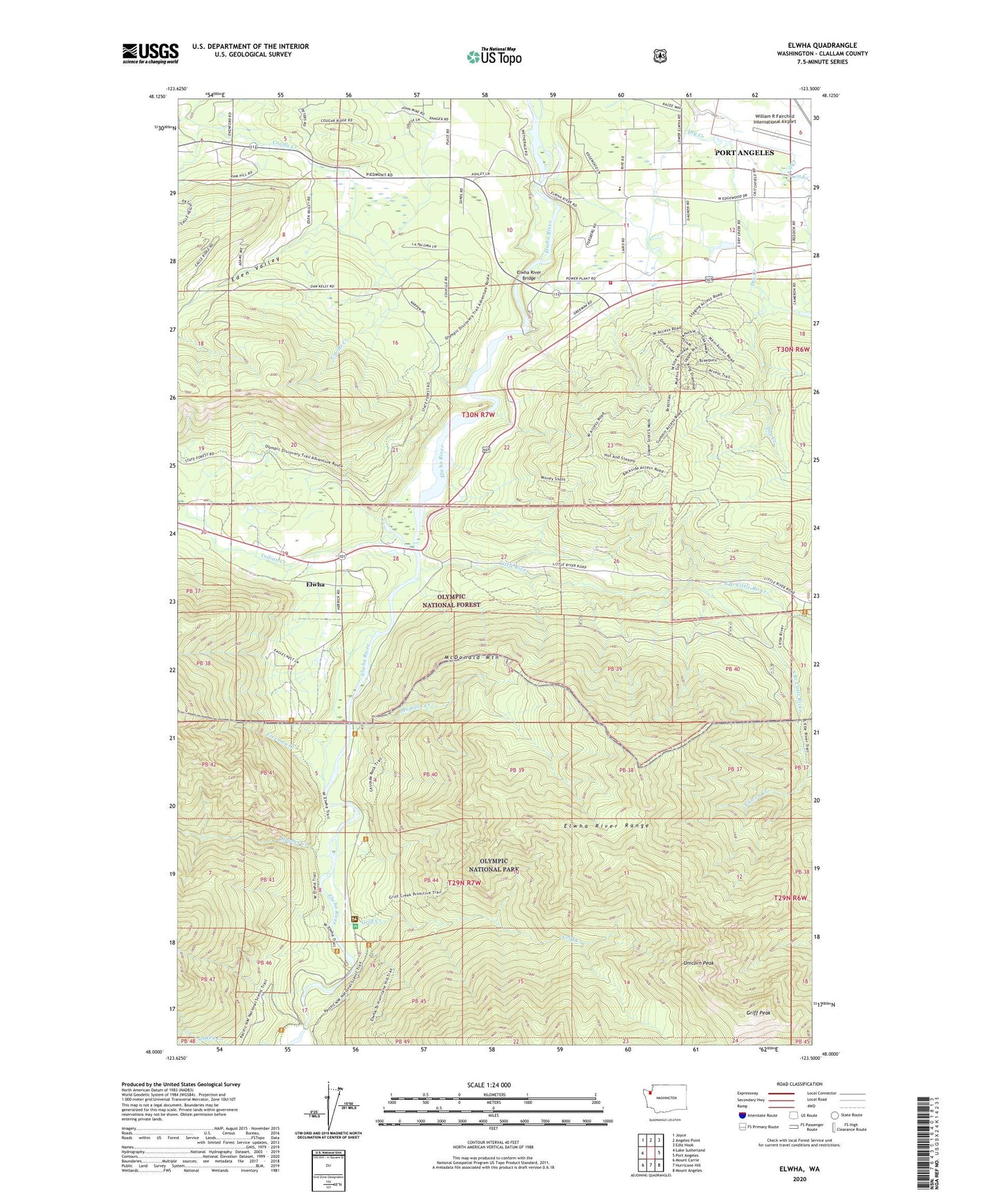 Elwha Washington US Topo Map Image