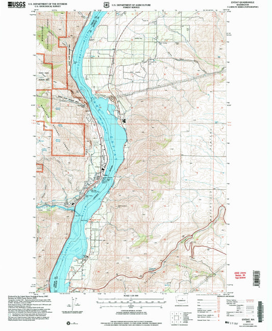 Classic USGS Entiat Washington 7.5'x7.5' Topo Map Image