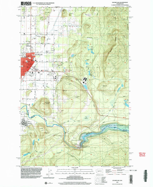 Classic USGS Enumclaw Washington 7.5'x7.5' Topo Map Image