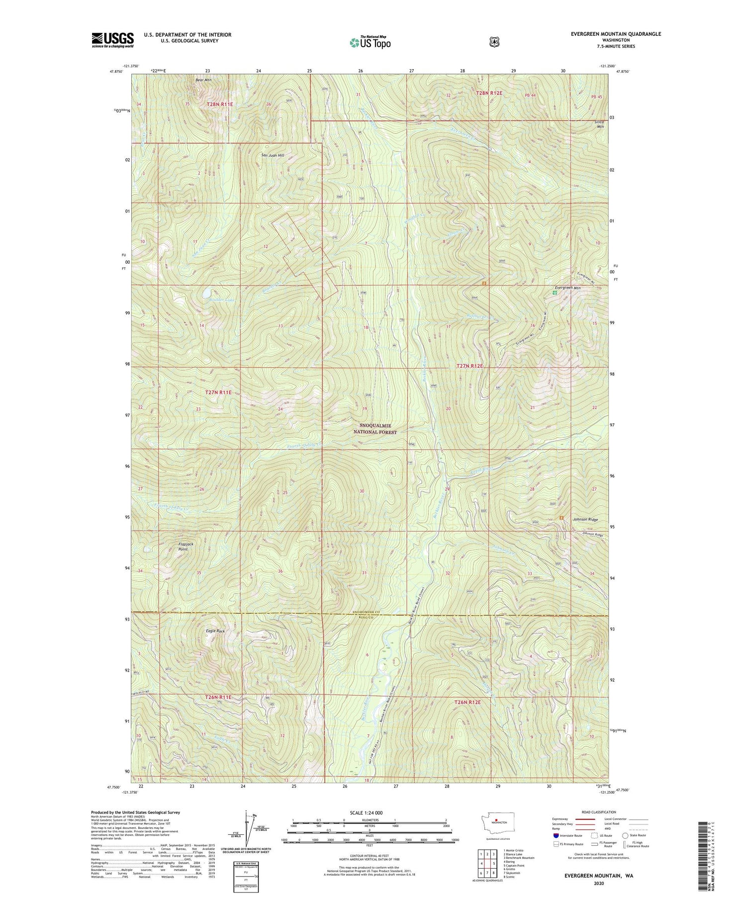 Evergreen Mountain Washington US Topo Map Image
