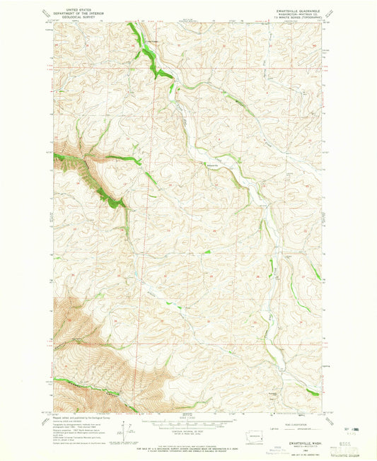 Classic USGS Ewartsville Washington 7.5'x7.5' Topo Map Image