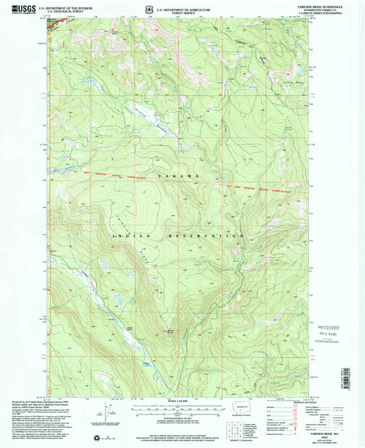 Classic USGS Fairview Ridge Washington 7.5'x7.5' Topo Map Image