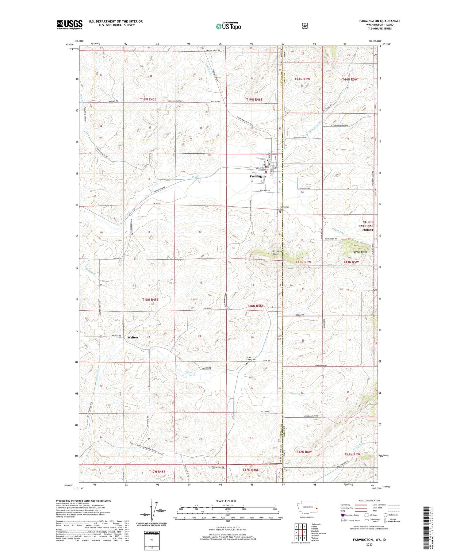 Farmington Washington US Topo Map Image
