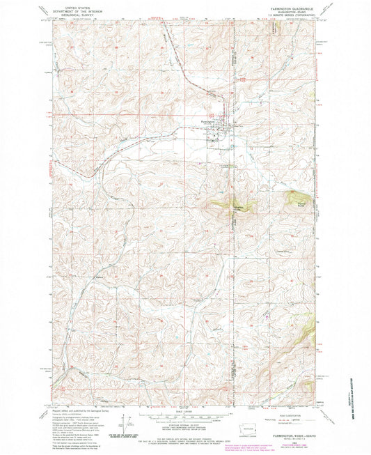 Classic USGS Farmington Washington 7.5'x7.5' Topo Map Image