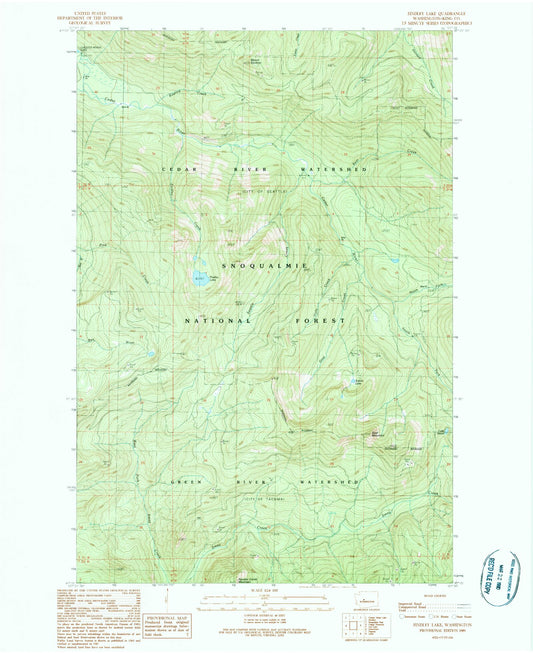 Classic USGS Findley Lake Washington 7.5'x7.5' Topo Map Image