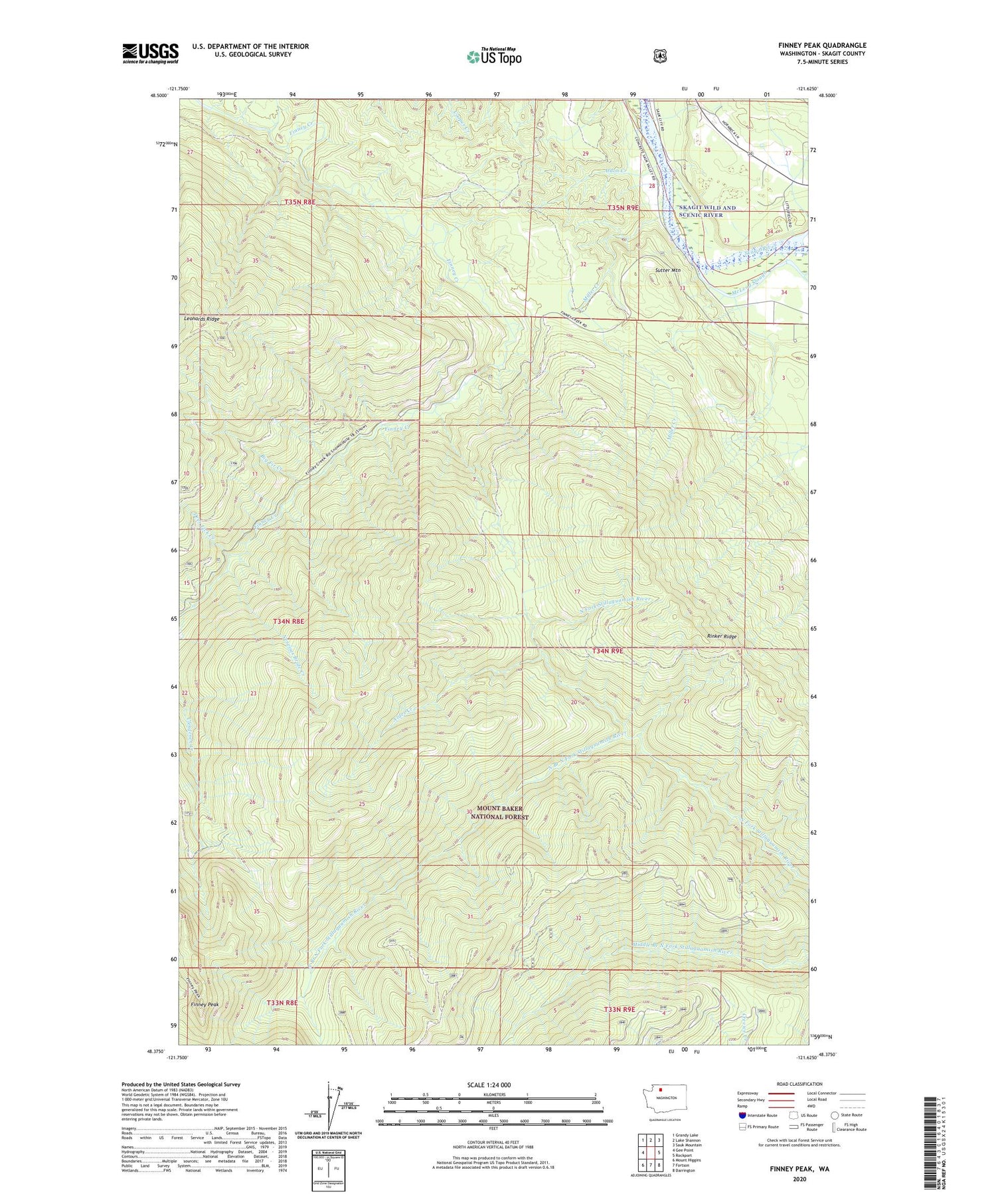 Finney Peak Washington US Topo Map Image