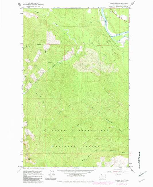 Classic USGS Finney Peak Washington 7.5'x7.5' Topo Map Image